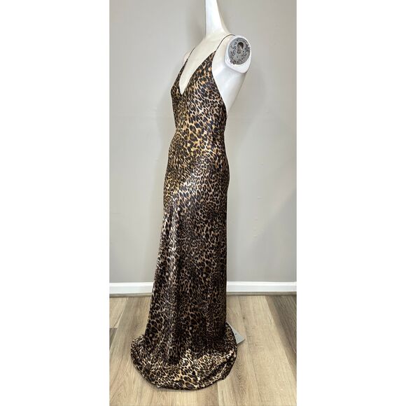 NILI LOTAN Ira leopard-print silk-charmeuse gown Size XS $1190 - Picture 7 of 12